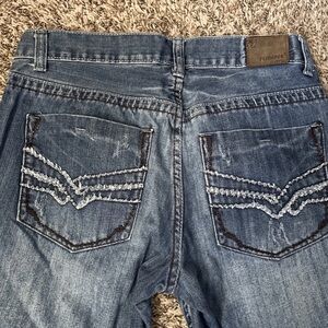 Flypaper Men's Washed Blue Embroidered Back-Pocket Jeans